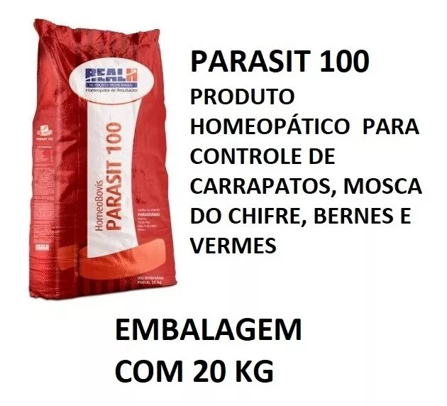 Parasit 100 - Controle Carrapatos,berne,verme, Mosca (20 Kg)