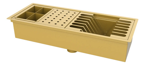 Escorredor  Embutir / Sobrepor Calha Inox Úmida Dourado 50cm Dourado