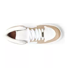 Zapatilla Botita Blanca/camel Mujer Vizzano Color Blanco Diseño De La Tela Liso Talle 39 Ar