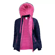 Campera Inflable De Mujer Con Polar Y Capucha.