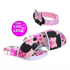 Chinelo Menina De Led Luzinha Com Brinde Rosa Pulseira