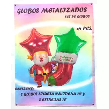 Set De Globos Navidad X 4u. De 15´´.- 5 Soles Cotillón