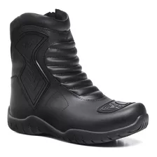 Bota Motociclista Masculina Couro Cano Baixo Zíper Conforto