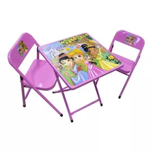 Conjunto Fantasia Mesa Infantil Açomix 2 Cadeiras Princesas Cor Rosa