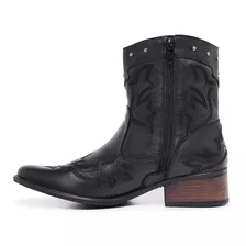 Bota Feminina Texana Country De Couro Ligitimo Cano Médio