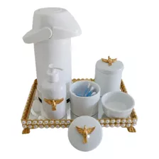 Kit Higiene Bebê Porcelana Pote Algodão Térmica K023 Divino