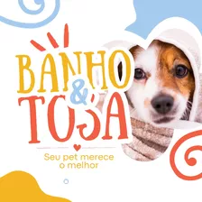 Adesivo De Parede Vitrine Loja Pet Shop Banho E Tosa 95x95cm