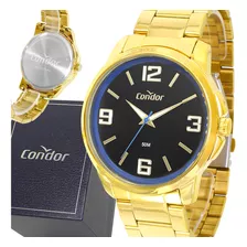 Relógio Masculino Condor Dourado Prova D'água Pulseira Aço Inoxidável