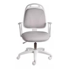 Silla De Escritorio De Outlet Diva Ergonómica Gris Perla Y Blanca Con Tapizado De Marathon