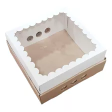 Caja Para Tortas/desayuno Con Visor ( Pack X 5 U.) 25x25x12