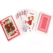 Kit Baralho 108 Cartas De Papel 3 Dados Jogos Azul Vermelho