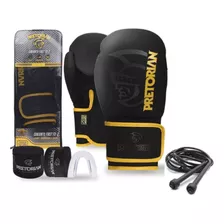 Kit Luva Boxe First Fx2 Pretorian Amarelo +band+bucal+bolsa