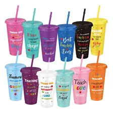 12 Vasos De Plástico Reutilizables De 24 Oz Con Popote Y Tap