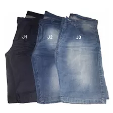 Kit Com 3 Bermudas Jeans Masculinas Premium Slim Com Lycra