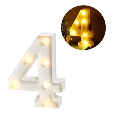 Luminária Led 3d Número 4 Branca/quente 22cm Decoração Festa