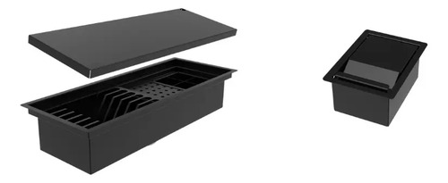 Kit Escorredor Embutido 50cm + Porta Esponja 15x11cm Preto Preto
