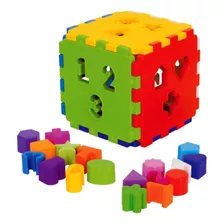 Cubo Didático Grande Encaixa 18 Peças Crianças 12 Meses 14cm