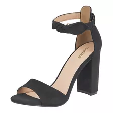 948-25 Cklass Sandalia Dama Mujer Color Negro Gamuza 9 Cm