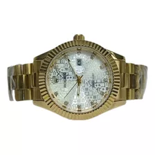 Reloj Date Just Dorado Texturizado White Cuarzo 