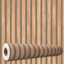 Papel De Parede Adesivo Decoração Ripas Madeira Rolo 10 Mts