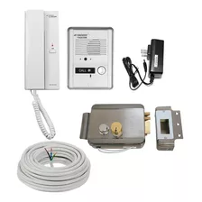 Kit Audio Portero Interfon Chapa Eléctrica Con Botón Cable 
