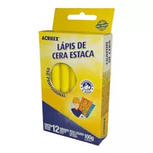 Acrilex Estaca Profissional Kit 12 Lápis De Cera Cor Amarelo