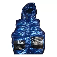 Parka Sin Mangas Azul Y Plateado 