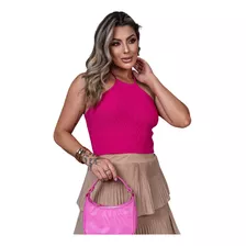 Cropped Top Amarração Feminino Tricô Modal Frente Única