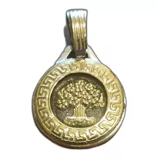 Medalla Árbol De La Vida Plata 925 Y Frente Oro 18k 2 Cm