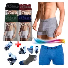 Combo De 6 Boxer Zorba Hombres Algodon + 6 Pares De Medias