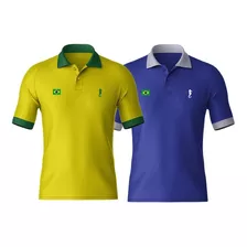 Kit 2 Camisas Polo Copa Seleção Brasileira Polo Marine