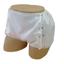 Calça Cueca Plastica Com Botão Geriatrica Idoso Luxo M 2pçs