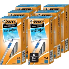 Bolígrafos Bic Round Stic Xtra Comfort, Color Azul, Paquete