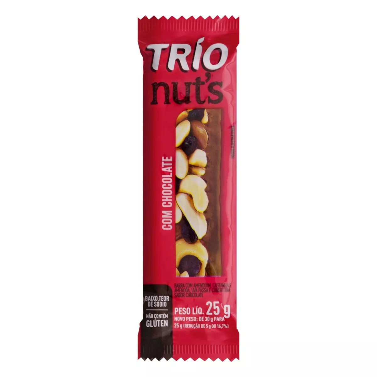 Barra De Nuts Cobertura Chocolate Trío Pacote 25g