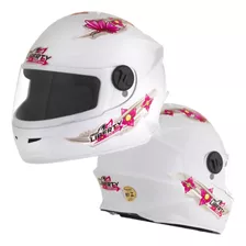 Capacete Menina Rosa Fechado Moto Lindo 5 6 7 8 9 10 Anos