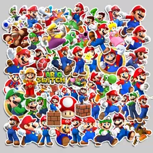 Kit 50 Adesivos De Mario Luigi Yoshi Unidades Pcs Peças Game
