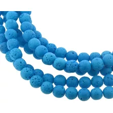 Lava Vulcânica Bola Azul Turquesa - 8 Mm - Fio 46 Pçs (pe149