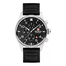 Reloj Swiss Military Smwgc0000401 Para Hombre Cronografo Color De La Malla Negro Color Del Bisel Plateado Color Del Fondo Negro