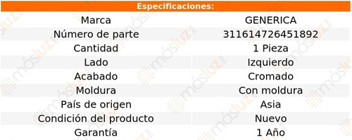 Parrilla Izq P/faro Niebla Crom C/mold Tiguan 12/17 Generica Foto 2