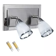 Aplique 2 Luces Ancona G9 Con Led Cabezal Movil Apto Baño