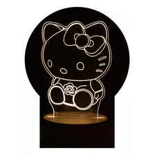 Luminária Hello Kitty Infantil - Led 3d Abajur De Mesa