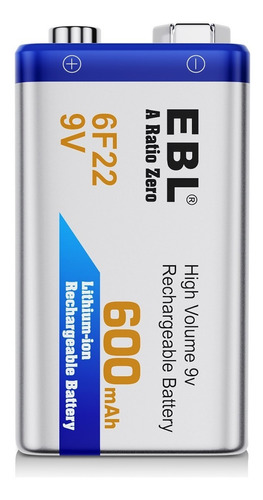 Batería 9v 6f22 600 Mah Recargable Ebl Li-ion