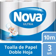 Toalla De Papel Nova Ultra Absorbente 3 Un 10 Mt