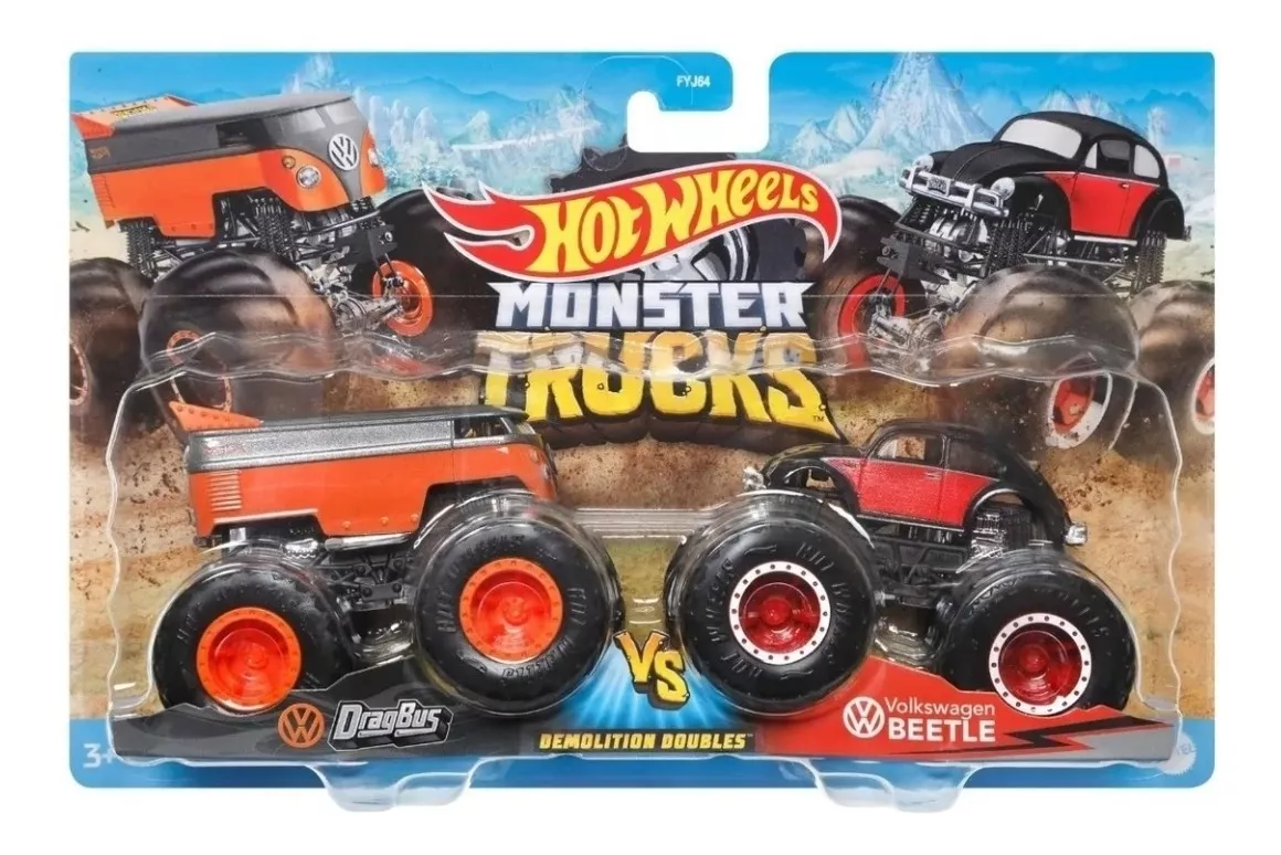 Carros Hotwheel Monster Trucks Set De 2 Carritos Originales 