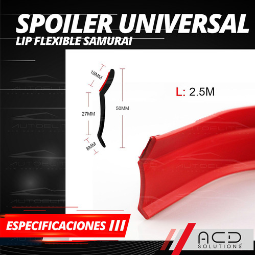 Lip Faldon Estribo Spoiler Universal Flexible Samurai 2.5m Foto 4