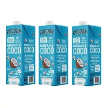 3 X Leche Bebida De Coco Sin Azúcar Cocoon 1 Litro C/u - Dw