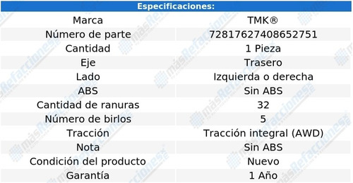 Maza Tras Izquierda O Derecha Fx50 5.0l 8 Cil 09 Al 13 Tmk Foto 2