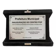 Placa De Homenagem Com Estojo P/ Inauguração Agradecimento