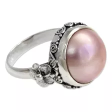 Novica Teñido Rosa Cultivada Perla Mabe .925 Anillo De Plata