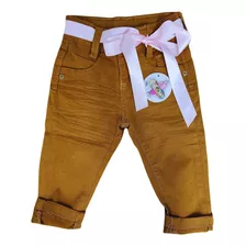 Calça Culote Jeans Bebe Menina Com Elastano Tam P,m E G